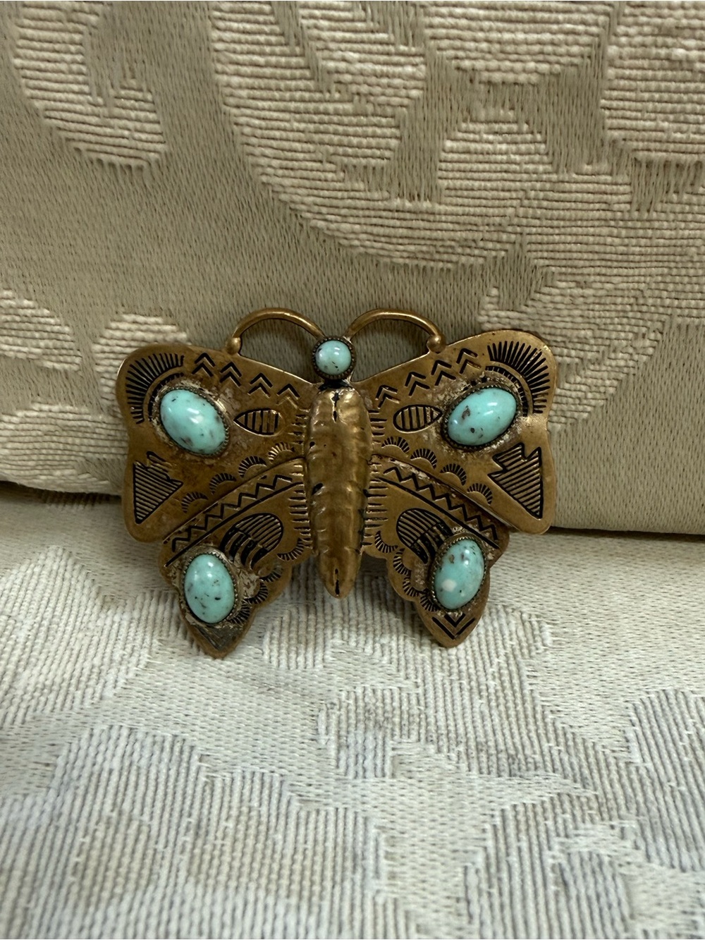 Vintage Navajo Butterfly Turquoise Brooch